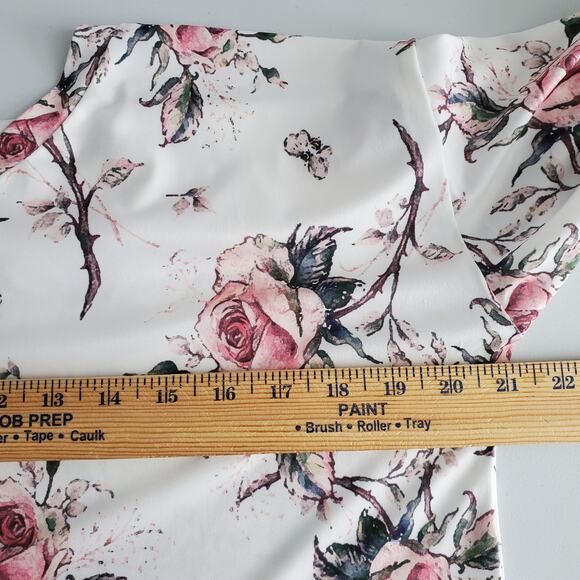 Lily Firmiana Women Tunic Top Blouse XL White Floral Jersey Knit V Neck NEW - Picture 6 of 9